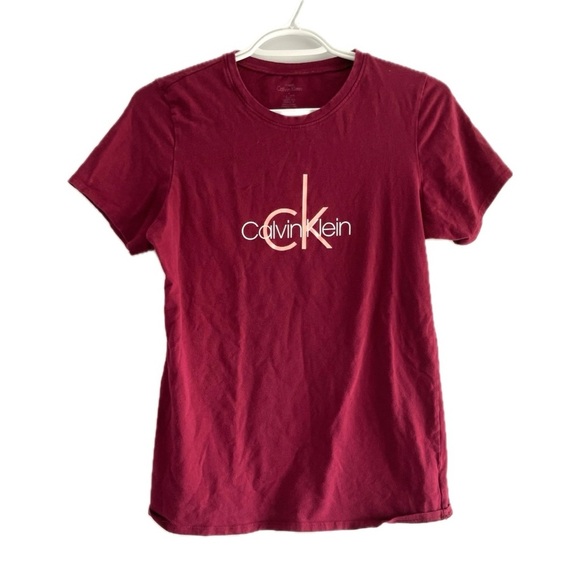 Calvin Klein Logo Graphic T-Shirt Burgundy Women’s Medium - Picture 1 of 6